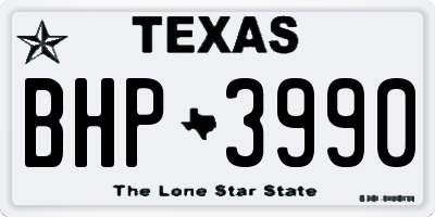TX license plate BHP3990