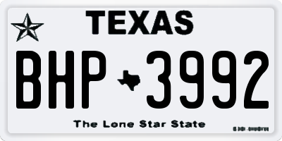 TX license plate BHP3992