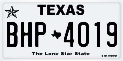 TX license plate BHP4019