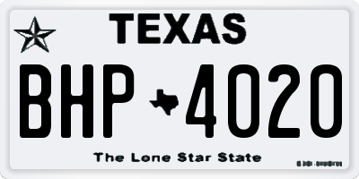 TX license plate BHP4020
