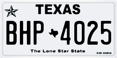 TX license plate BHP4025