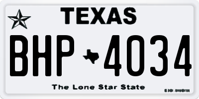 TX license plate BHP4034