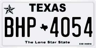 TX license plate BHP4054