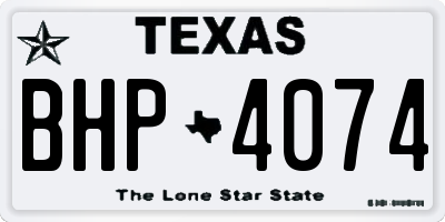 TX license plate BHP4074