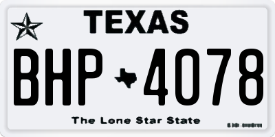 TX license plate BHP4078