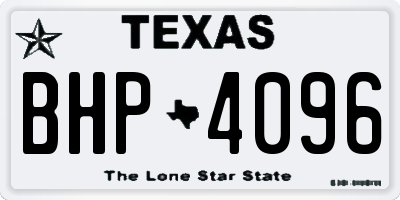 TX license plate BHP4096