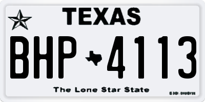 TX license plate BHP4113
