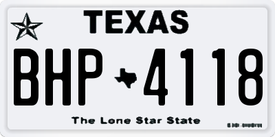 TX license plate BHP4118