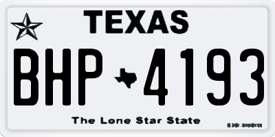 TX license plate BHP4193