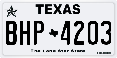 TX license plate BHP4203
