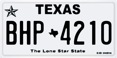TX license plate BHP4210