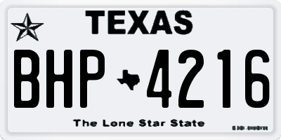 TX license plate BHP4216