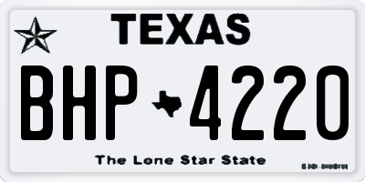 TX license plate BHP4220