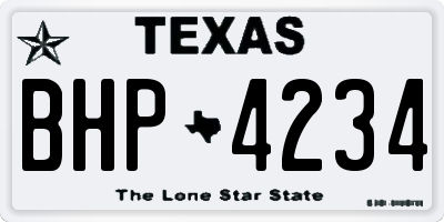 TX license plate BHP4234