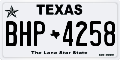 TX license plate BHP4258