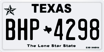 TX license plate BHP4298