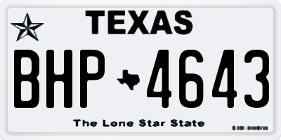 TX license plate BHP4643