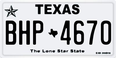TX license plate BHP4670