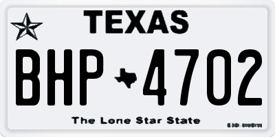 TX license plate BHP4702