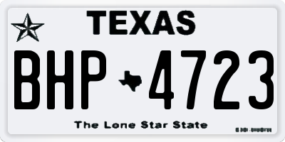 TX license plate BHP4723