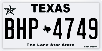 TX license plate BHP4749