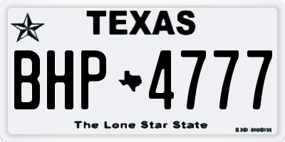 TX license plate BHP4777