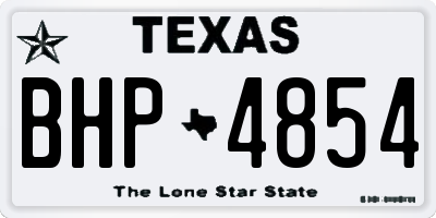 TX license plate BHP4854