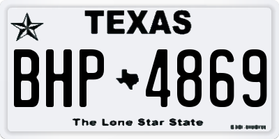 TX license plate BHP4869