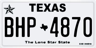 TX license plate BHP4870