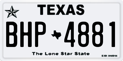 TX license plate BHP4881