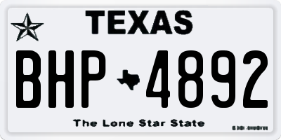 TX license plate BHP4892