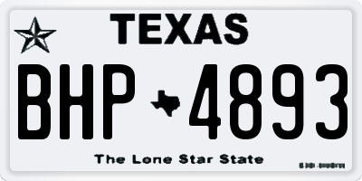 TX license plate BHP4893
