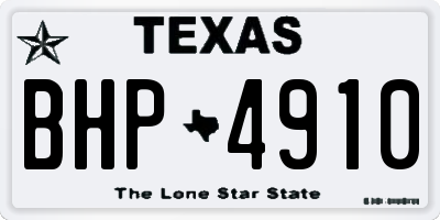 TX license plate BHP4910