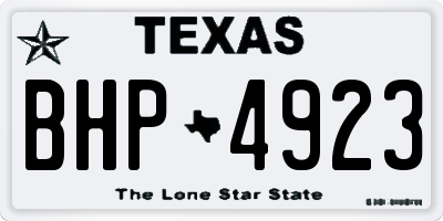 TX license plate BHP4923