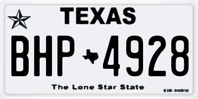 TX license plate BHP4928