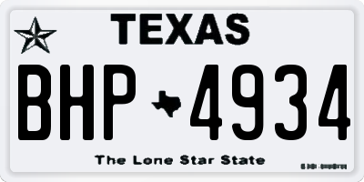 TX license plate BHP4934