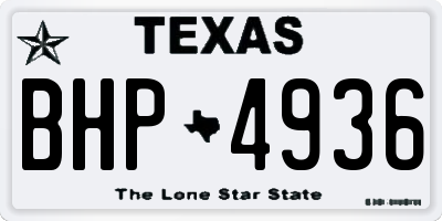TX license plate BHP4936