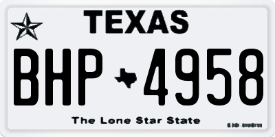 TX license plate BHP4958