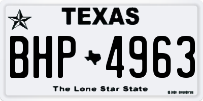 TX license plate BHP4963
