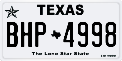 TX license plate BHP4998