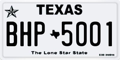 TX license plate BHP5001