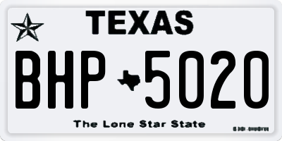 TX license plate BHP5020