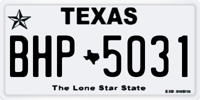 TX license plate BHP5031