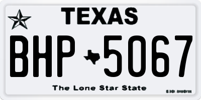 TX license plate BHP5067
