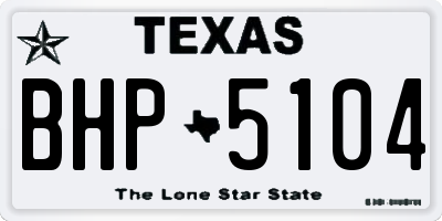TX license plate BHP5104