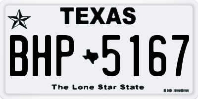 TX license plate BHP5167