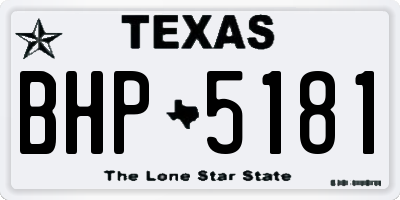TX license plate BHP5181