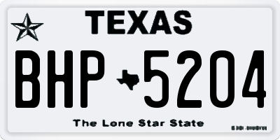 TX license plate BHP5204