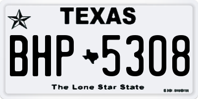 TX license plate BHP5308