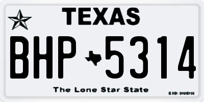 TX license plate BHP5314